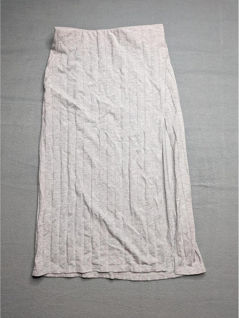 Wilfred Free Skirt Womens XS Gray Ribbed Jersey Midi Side Slit Casual Stretch
